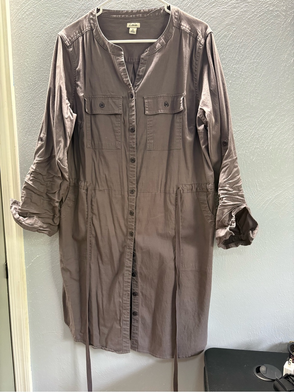 L.L. Bean Taupe Utility Shirt Dress Jacket